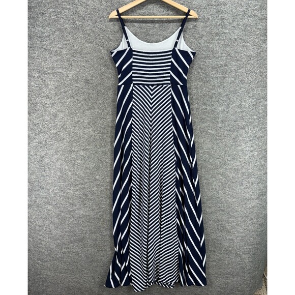 Maurices Dress Women L Large Black Striped Maxi Long Sleeveless Rayon Casual - Picture 2 of 7